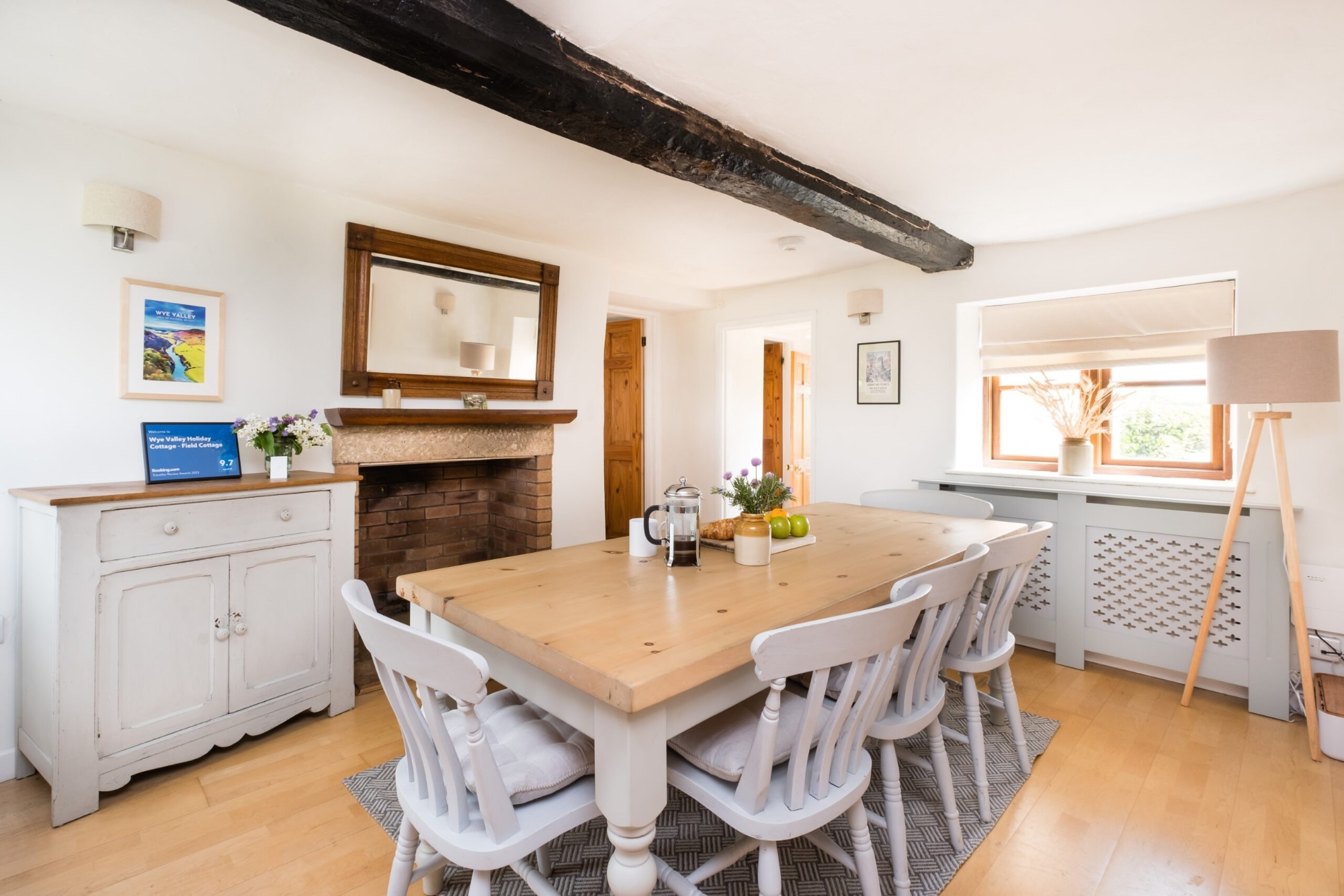 The dining room at Field Cottage arranged for a private meeting